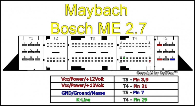 Bosch ME 2.7 (Maybach) pinout diagram 1